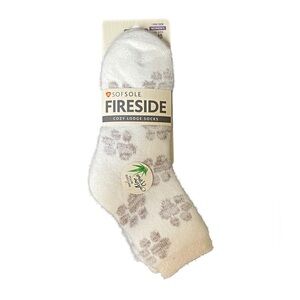 NWT Sofsole Fireside Cozy Lodge Paw Print Socks - Cream